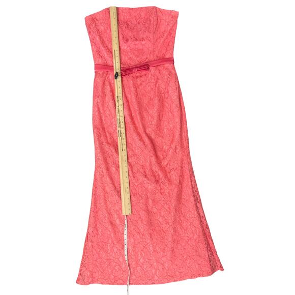 Vintage Jessica McClintock Pink Floral Lace Strapless Mermaid Maxi Dress size 10 - Picture 2 of 14